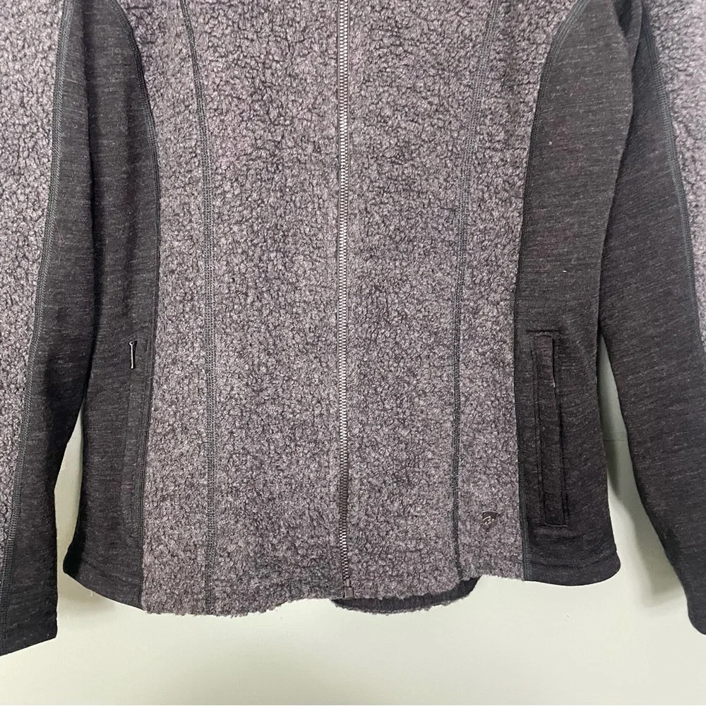 KUHL Kozet Full Zip Jacket Sweater Wool Blend Women’s‎ Size Medium Gray Black